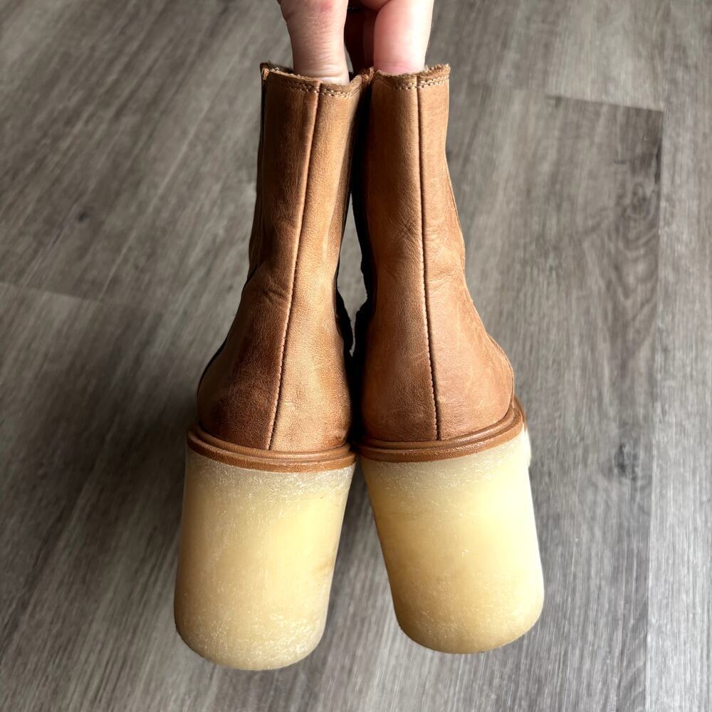 Free People James Chelsea Tan Leather Block Heel Boot EU 39 US 9​​ - Picture 3 of 9